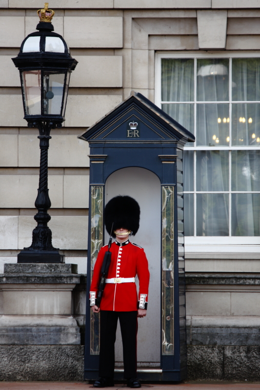 Buckingham Palace önünde bekleyen askerler